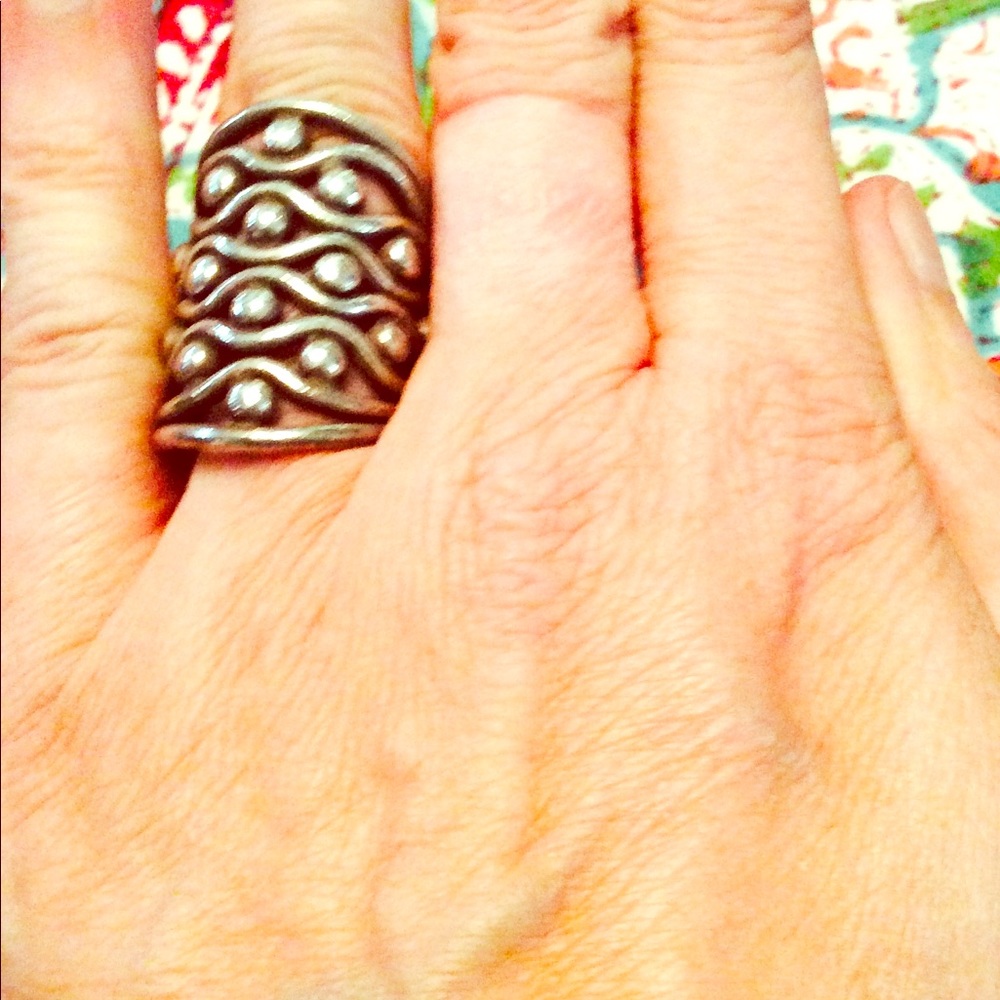 Large tribal artisan band ring